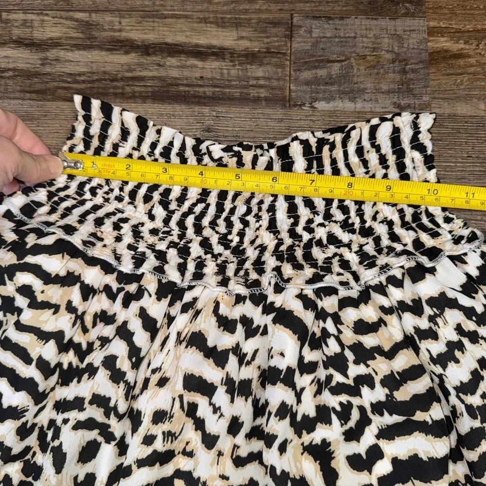 Altar’d State Animal Print Tiered Ruffle Smocked Waist Mini Skirt Small Boho